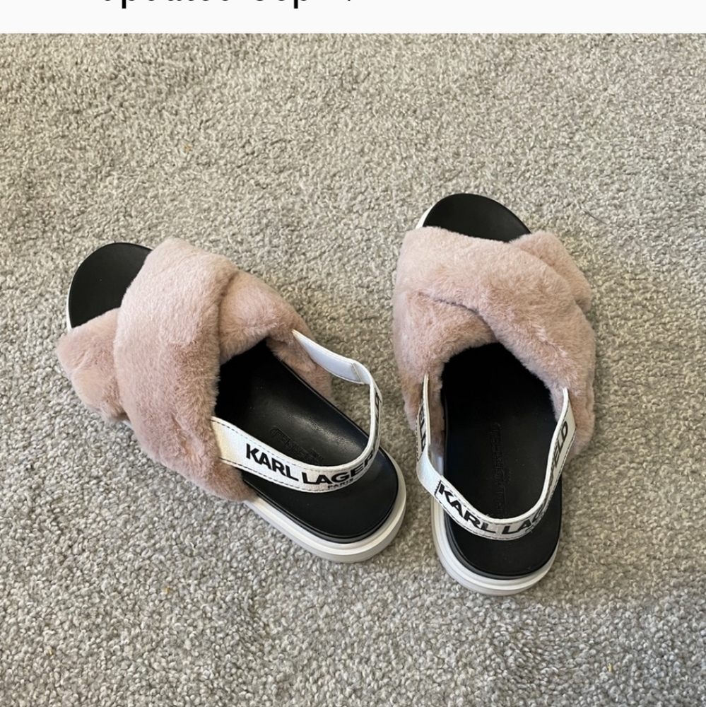 Karl Lagerfeld Faux Fur Slingback Slides - Picture 1 of 4